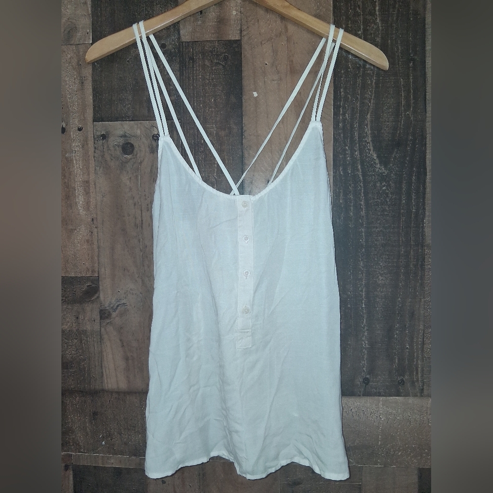 Cloth & Stone Pink Strappy Back Henley Tank Top Size Medium Womens